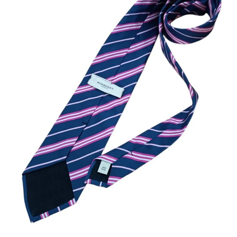 BURBERRY Blue Striped Silk Tie ITALY 60